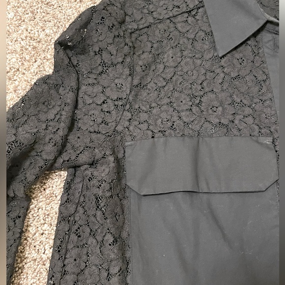 ZARA WOMENS black lace long sleeve button down blouse, size M - Picture 3 of 3